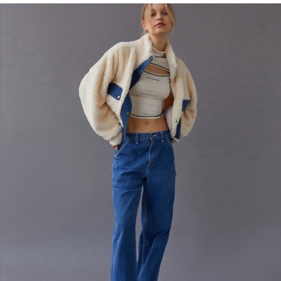 NWT Urban Outfitters Laura Cozy Sherpa and Denim Jacket. - Picture 3 of 8